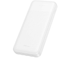 Nešiojamas įkroviklis Hoco 10000 mAh 2A su keturiais įmontuotais kabeliais USB A + USB C + Lightning + Micro USB J163 baltas