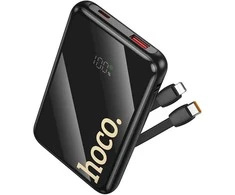 Powerbank Hoco 10000 mAh QC PD 22,5W with built-in cables USB C + Lightning Q37 juodas