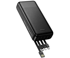 Powerbank Hoco 20000 mAh 2A with four built-in cables USB A + USB C+ Lightning + Micro USB J163A juodas