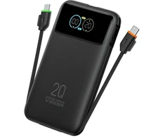 Powerbank Veger Fuerza 10 (W1212B) PD 20W 10000 mAh with built-in cables USB C / Lightning juodas