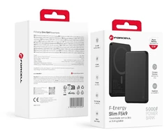 Powerbank compatible with MagSafe Forcell F-Energy Slim F5K9 QC4.0 PD3.0 15W 5000 mAh juodas