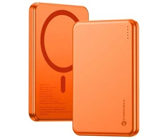 Powerbank compatible with MagSafe Forcell F-Energy Slim F5K9 QC4.0 PD3.0 15W 5000 mAh oranžinis