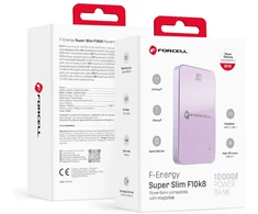 Powerbank compatible with MagSafe Forcell F-Energy SuperSlim F10K8 QC4.0 PD3.0 15W 10000 mAh violetinė