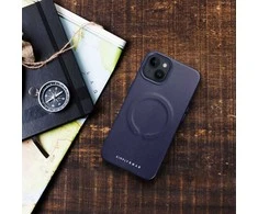ROAR LEATHER MAG dėklas, suderinamas su „MagSafe“, skirtas IPHONE 15, tamsiai mėlynas