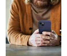 ROAR LEATHER MAG dėklas, suderinamas su „MagSafe“, skirtas IPHONE 15, tamsiai mėlynas
