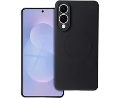 4Kom Oem Silikoninis MAG COVER dėklas suderinamas su MagSafe skirtas Samsung Galaxy S25 Edge juodos spalvos