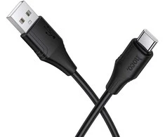 Silicone Cable USB A to USB C Hoco 3A 1 m X124 juodas
