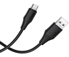 Silicone Cable USB A to USB C Hoco 3A 1 m X124 juodas