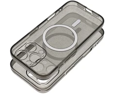 Dėklas, skirtas Samsung S26 ULTRA skaidraus dėtuvės dangtelio (STR) dėklui, suderinamam su „MagSafe“ ir juodais blizgučiais.