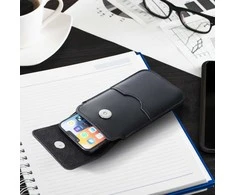 Dėklas OEM odinis universalus slankiklis su atvartu - ROYAL / juodas - 2XL dydis - IPHONE 6 PLUS / SAMSUNG A52 / XIAOMI REDMI NOTE 10