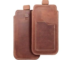 Oem Originalus ROYAL Crazy Horse - Odinis universalus užtraukiamas dėklas / ruda - L dydis - IPHONE 6 / 7 / 8