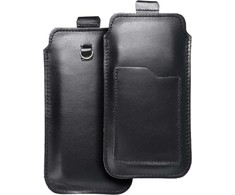 Dėklas OEM odinė universali patraukiama čiuožykla - ROYAL / juoda - XL dydis - IPHONE 11 / 12 / 13 / SAMSUNG S7 EDGE