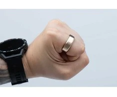 Išmanusis laikrodis OEM Smart Ring R11M - išmanusis plieno žiedas su įkrovimo dėžute, 12 dydis (21,4 mm), auksinis