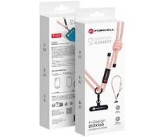 FORCELL F-DESIGN S10X165 telefono virvelė su reguliuojamu ilgiu (maks. 82,5 cm kilpoje) rožinė balta