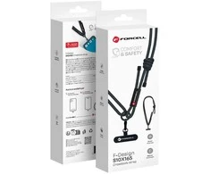 FORCELL F-DESIGN S10X165 telefono virvelė per petį su reguliuojamu ilgiu (maks. 82,5 cm kilpoje) juoda