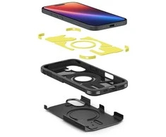 Spigen Tough Armor MagSafe su stoveliu Apple iPhone 16 Plus – dėklas telefonui juodos spalvos