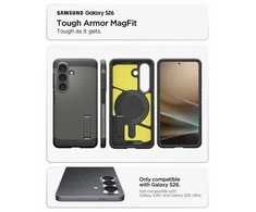 Spigen Tough Armor Mag MagSafe dėklas skirtas Samsung Galaxy S26 – pilkos spalvos