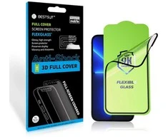 LCD apsauginis stikliukas Bestsuit Flexible Hybrid Glass 5D Apple iPhone 12/12 Pro pritaikytas dėklui juodas