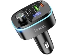 Automobilinis „Bluetooth“ siųstuvas Hoco 2 x USB A + USB C QC3.0 PD 20W E62 juodas