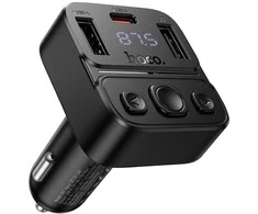 Automobilinis „Bluetooth“ siųstuvas Hoco USB A + USB C QC PD 35W E87 juodas