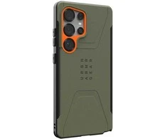 Dėklas Urban Armor Gear UAG Civilian Pro, alyvuogių pilkos/oranžinės spalvos - Samsung Galaxy S25 Ultra
