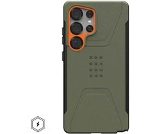 Dėklas Urban Armor Gear UAG Civilian Pro, alyvuogių pilkos/oranžinės spalvos - Samsung Galaxy S25 Ultra