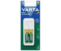 VARTA kroviklis MINI CHARGER 57656 + 2 x baterija akumuliatorinė R6 (AA) 2100mAh