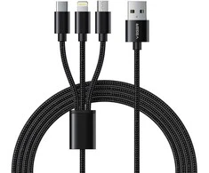 Cable 3in1 USB A to Lightning / Typ C / Micro USB VEGER 2A 12W V303 1,2 m juodas