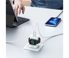 Įkroviklis VEGER (W002E) (1xUSB-C; 1xUSB; Watch; 25W) baltas