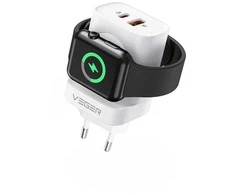 Įkroviklis VEGER (W002E) (1xUSB-C; 1xUSB; Watch; 25W) baltas
