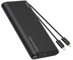 Nešiojamoji baterija Veger TCE130 (W2503) PD 130W 25000 mAh su integruotais C tipo laidais / Lightning juodas