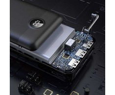 Išorinė baterija POWER BANK VEGER (W3008PD) 30000mAh (3xUSB; 1xType-C; QC3.0 20W) juoda