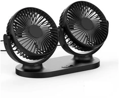 Ventiliatorius Oem Dual car fan powered by USB juodos spalvos