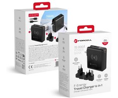 Daugiafunkcis įkroviklis Forcell F-Energy 6in1 USB A + USB C PD 45W + išorinė baterija 15000 mAh + belaidis įkrovimas 15W juodas