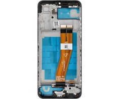 Zila LCD ekranas, skirtas SAMSUNG A03 A035G OEM su rėmeliu (164 mm)