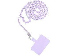 Dėklas OEM CRYSTAL DIAMOND telefono virvelė, telefono pakabukas / laido ilgis 74cm (37cm kilpoje) / ant kaklo - violetinė
