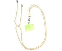 Dėklas OEM SWING (6 mm) telefono virvelė, reguliuojamo ilgio telefono pakabukas / laido ilgis 165 cm (maks. 82,5 cm kilpoje) / ant peties arba kaklo - pilka-geltona