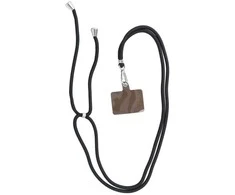 Dėklas OEM SWING (6 mm) telefono virvelė, reguliuojamo ilgio telefono pakabukas / laido ilgis 165 cm (maks. 82,5 cm kilpoje) / ant peties arba kaklo - juodas