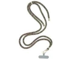 Dėklas OEM SWING (8 mm) telefono virvelė, reguliuojamo ilgio telefono pakabukas / laido ilgis 165 cm (maks. 82,5 cm kilpoje) / ant peties arba kaklo - pilkas-žalias-pink