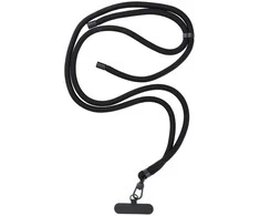 Dėklas OEM SWING (8 mm) telefono virvelė, reguliuojamo ilgio telefono pakabukas / laido ilgis 165 cm (maks. 82,5 cm kilpoje) / ant peties arba kaklo - juodas