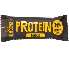 Rūta GREENZ PROTEIN MANGO batonėlis su juoduoju šokoladu. Su saldikliu, 32 g