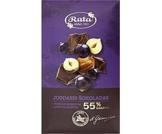 Rūta Juodasis šokoladas (55&nbsp;%) su juodaisiais serbentais ir lazdyno riešutais, 90 g