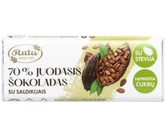 Rūta Juodasis šokoladas (70&nbsp;%) su stevija. Su saldikliais, 18 g