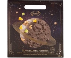 Rūta Juodasis šokoladas (75&nbsp;%) su ananasais, melionais ir anakardžiais „Šokoladinis Jupiteris“, 300g