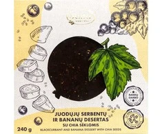 Rūta Juodųjų serbentų ir bananų desertas su chia sėklomis, 240 g
