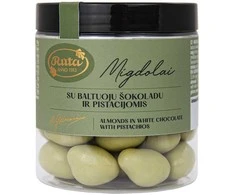 Rūta Migdolai su baltuoju šokoladu ir pistacijomis, 120 g