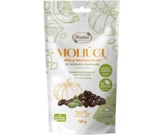Rūta Moliūgų sėklų branduoliai su juoduoju šokoladu (70&nbsp;%). Su saldikliais, 100 g