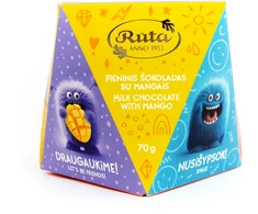 Rūta Pieninis šokoladas su mangais „Bumciai“, 70 g