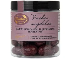 Rūta Traškūs migdolai su Ruby šokoladu ir juodaisiais serbentais, 120 g