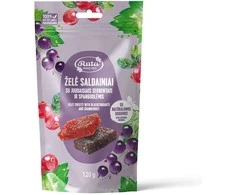 Rūta Želė saldainiai su juodaisiais serbentais ir spanguolėmis, 120 g
